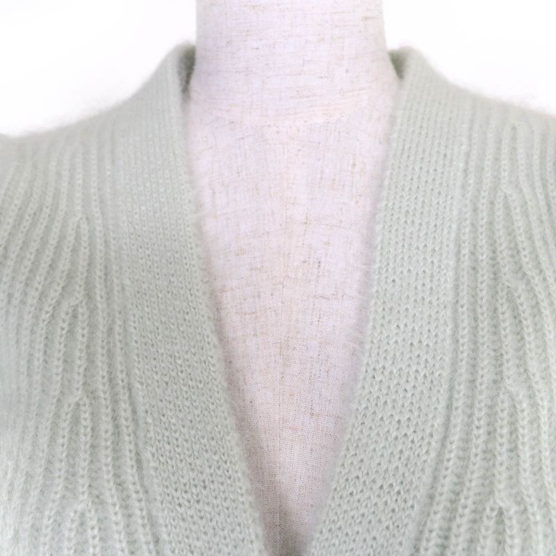 Celine 2a60x377n Mohair Silk Short Sleeve Knit Cardigan Green XS Made in Italy
