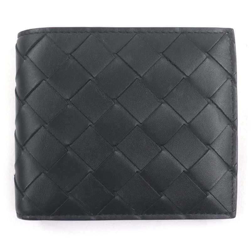 Bottega Veneta 743211 Leather Current Intrecciato Compact Wallet