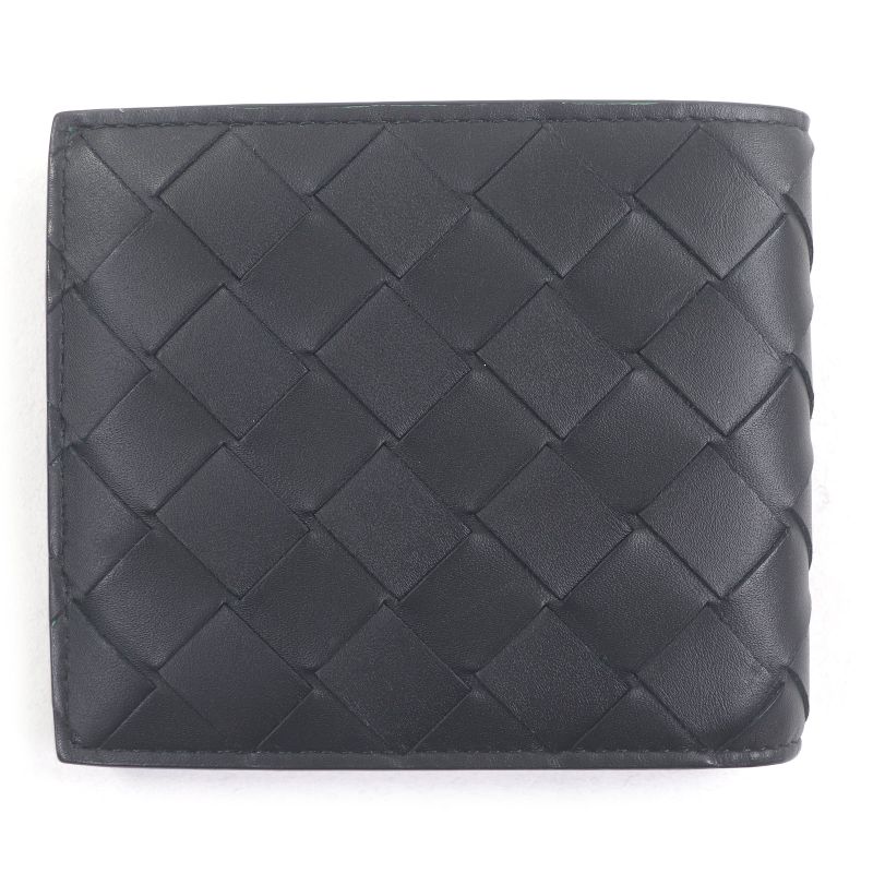 Bottega Veneta 743211 Leather Current Intrecciato Compact Wallet