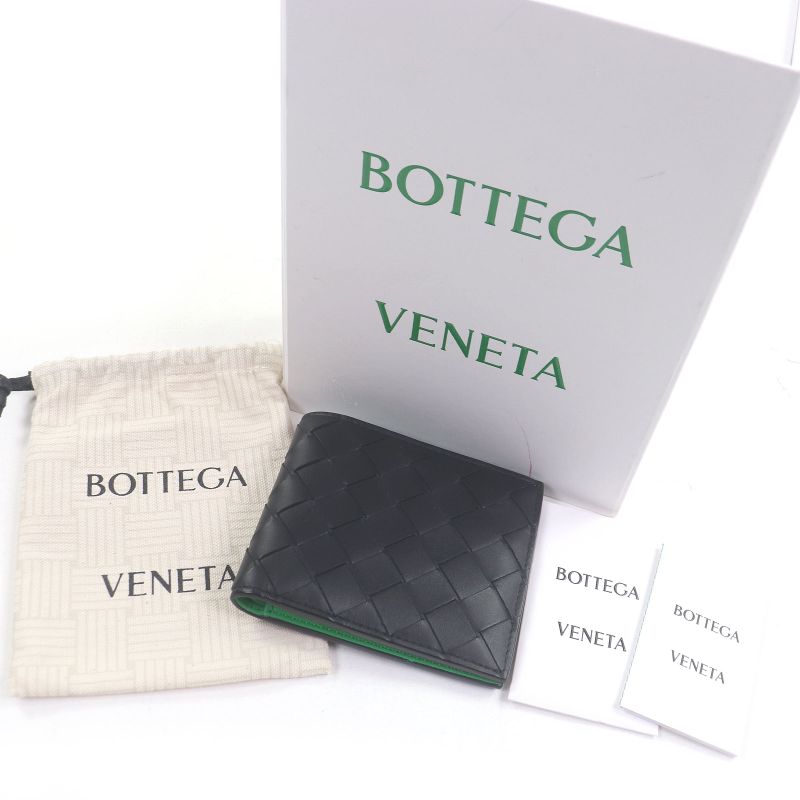 Bottega Veneta 743211 Leather Current Intrecciato Compact Wallet