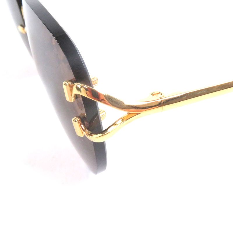 Cartier Rimless Two Point Sunglass Es Eyewear Brown Gold 16 with Box and Case