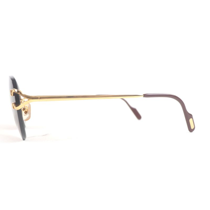 Cartier Rimless Two Point Sunglass Es Eyewear Brown Gold 16 with Box and Case