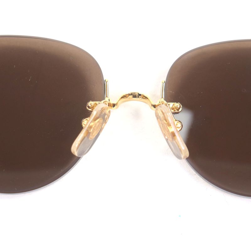 Cartier Rimless Two Point Sunglass Es Eyewear Brown Gold 16 with Box and Case