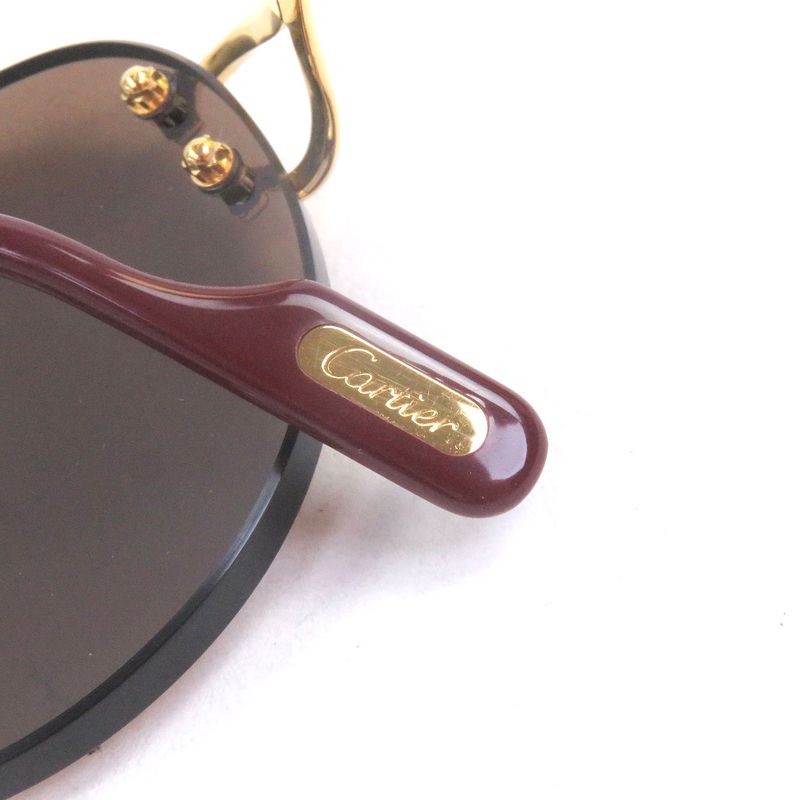 Cartier Rimless Two Point Sunglass Es Eyewear Brown Gold 16 with Box and Case
