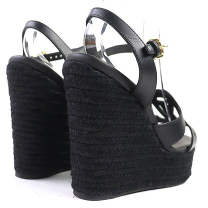 Louis Vuitton LV Isola Line Ankle Strap Espadrille Wedge Sole Leather Sandals