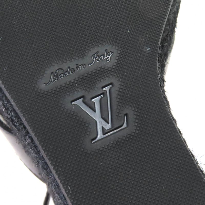 Louis Vuitton LV Isola Line Ankle Strap Espadrille Wedge Sole Leather Sandals