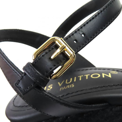 Louis Vuitton LV Isola Line Ankle Strap Espadrille Wedge Sole Leather Sandals