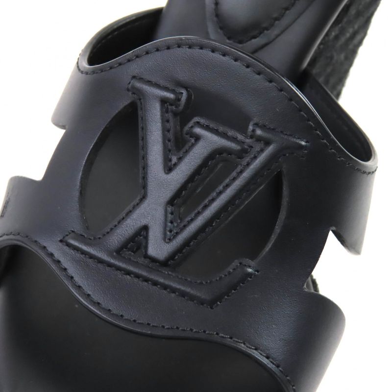 Louis Vuitton LV Isola Line Ankle Strap Espadrille Wedge Sole Leather Sandals