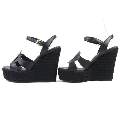 Louis Vuitton LV Isola Line Ankle Strap Espadrille Wedge Sole Leather Sandals