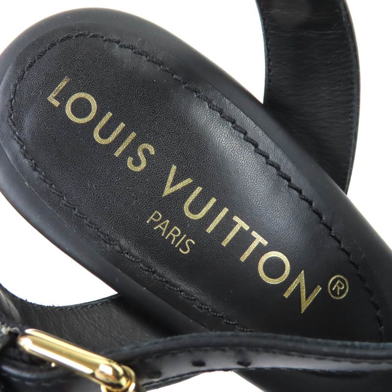 Louis Vuitton LV Isola Line Ankle Strap Espadrille Wedge Sole Leather Sandals