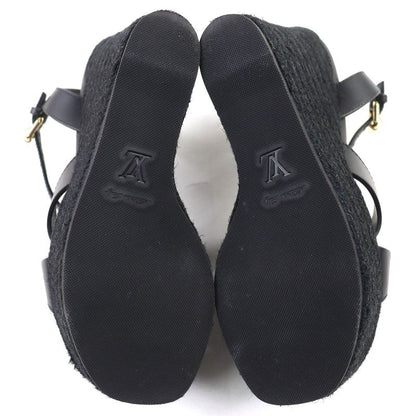 Louis Vuitton LV Isola Line Ankle Strap Espadrille Wedge Sole Leather Sandals