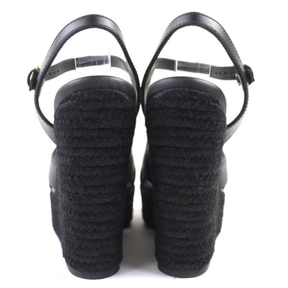 Louis Vuitton LV Isola Line Ankle Strap Espadrille Wedge Sole Leather Sandals
