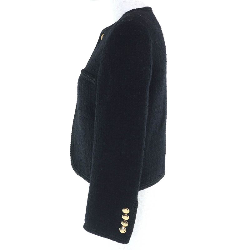 Celine 2v00c764l Wool Cotton Logo Button Bucles Tweed Chass Eur Jacket Collarless