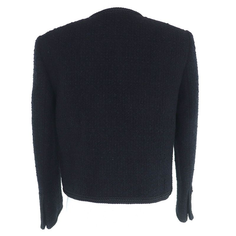 Celine 2v00c764l Wool Cotton Logo Button Bucles Tweed Chass Eur Jacket Collarless