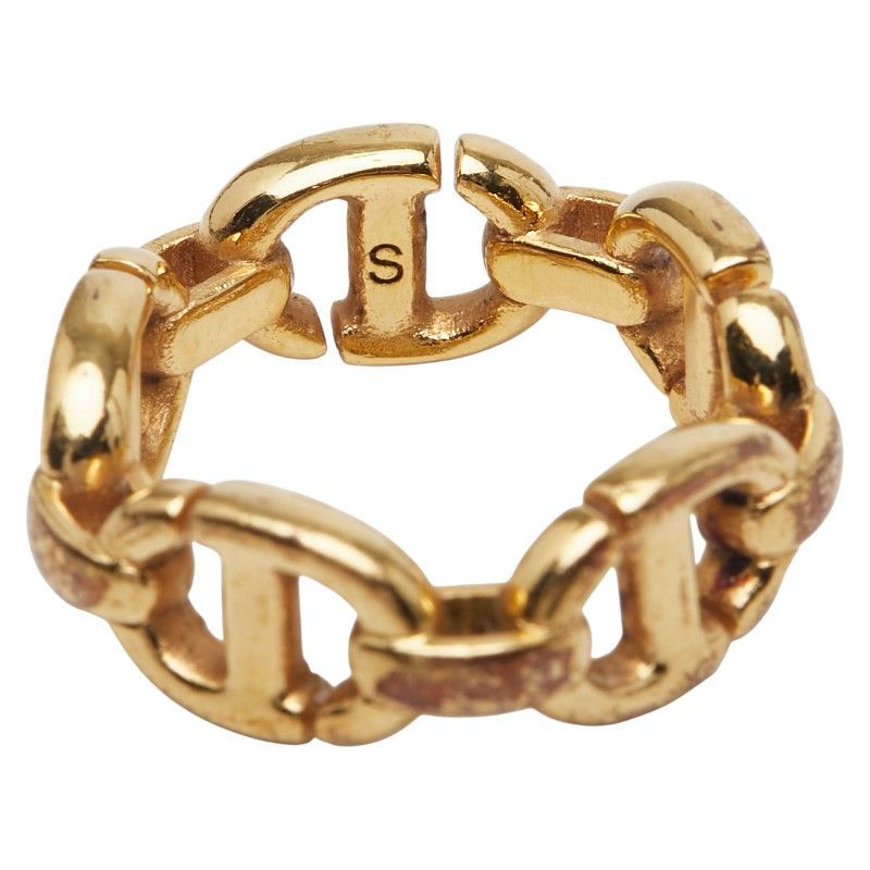 Dior CD Logo Ring #s Gold Plated Ladies Dior