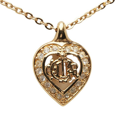 Dior Logo Heart Rhinestone Gold Plated Ladies Dior