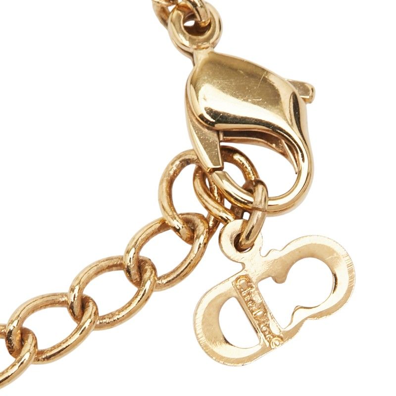 Dior Logo Heart Rhinestone Gold Plated Ladies Dior