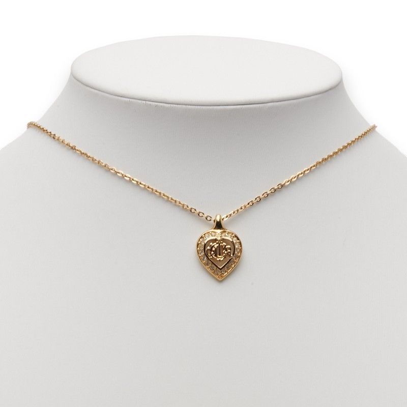Dior Logo Heart Rhinestone Gold Plated Ladies Dior