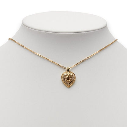Dior Logo Heart Rhinestone Gold Plated Ladies Dior