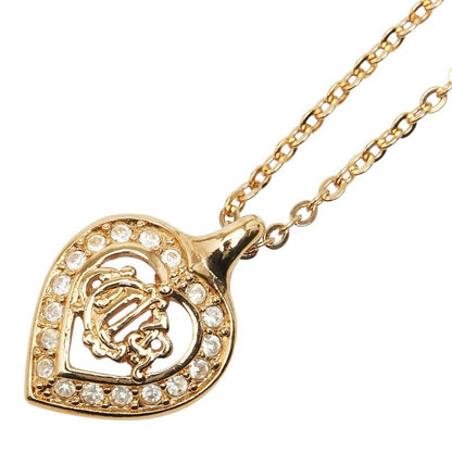 Dior Logo Heart Rhinestone Gold Plated Ladies Dior