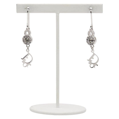 Dior CD Logo Rhinestone Silver Metal Ladies Dior