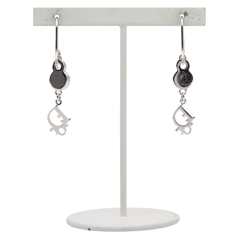 Dior CD Logo Rhinestone Silver Metal Ladies Dior