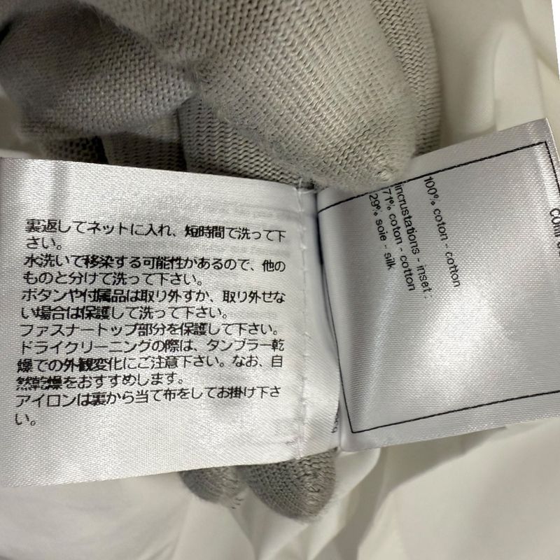 22b Chanel Velour Collar Long Sleeve Blouse Shirt Size 34 White Ladies Used