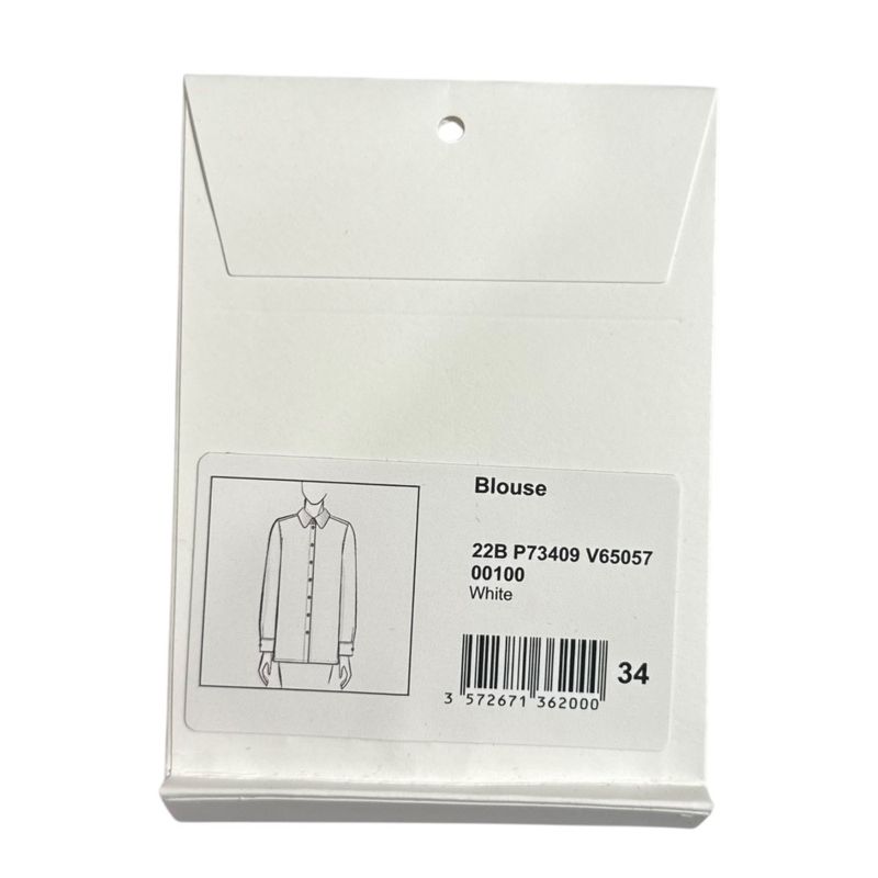 22b Chanel Velour Collar Long Sleeve Blouse Shirt Size 34 White Ladies Used