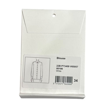 22b Chanel Velour Collar Long Sleeve Blouse Shirt Size 34 White Ladies Used