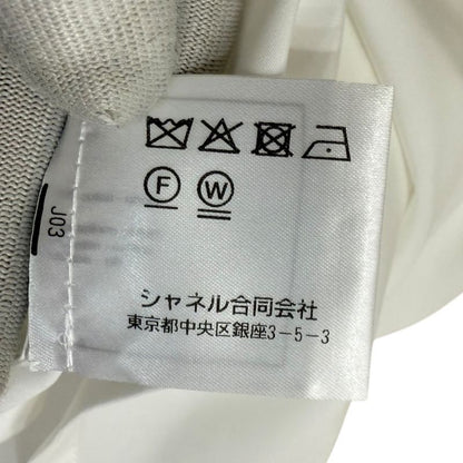 22b Chanel Velour Collar Long Sleeve Blouse Shirt Size 34 White Ladies Used