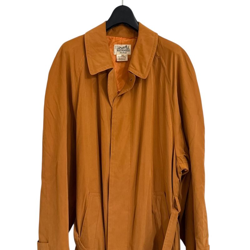 Hermes Belted Stainless Steel Collar Coat Size 46 Orange Men's Used