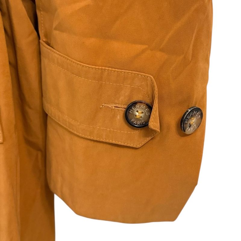 Hermes Belted Stainless Steel Collar Coat Size 46 Orange Men's Used