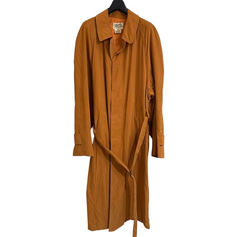 Hermes Belted Stainless Steel Collar Coat Size 46 Orange Men's Used