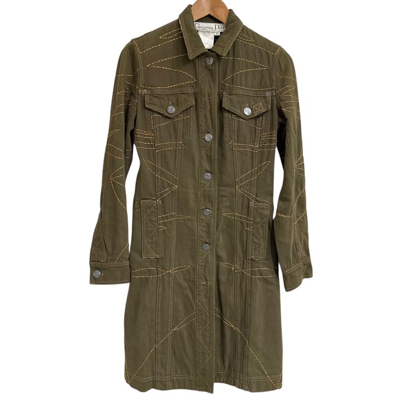 Good 06aw Christian Dior Galliano Period Long Trucker Jacket Size 40 Khaki