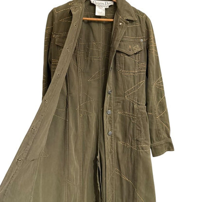 Good 06aw Christian Dior Galliano Period Long Trucker Jacket Size 40 Khaki