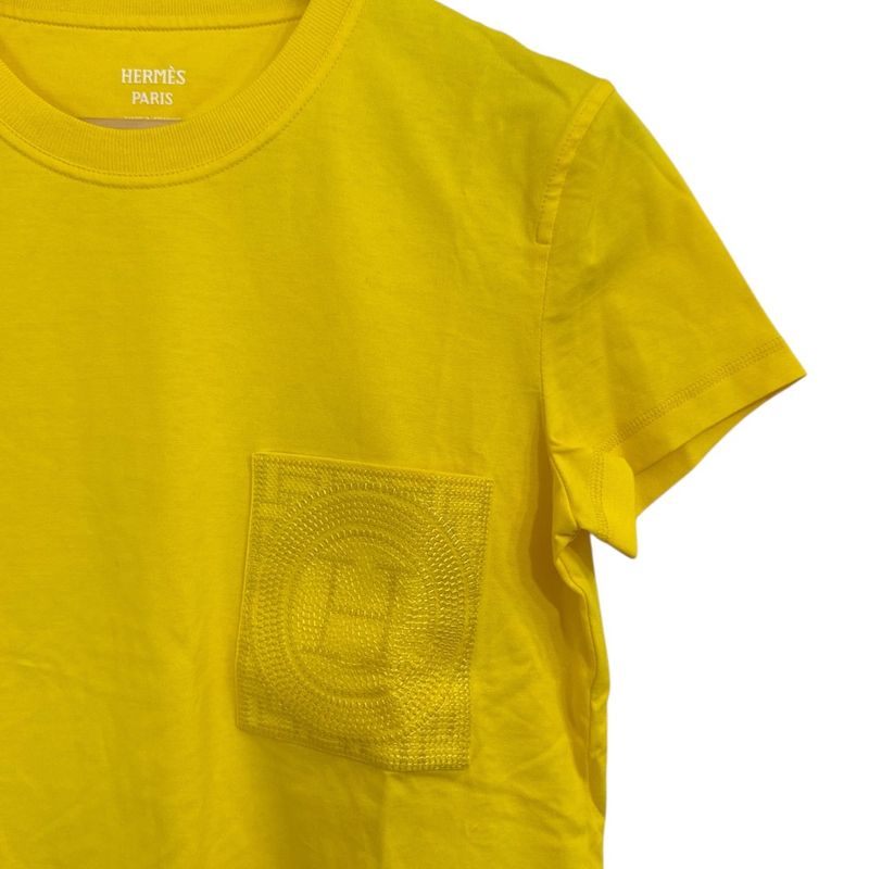 22aw Hermes H Embroidery Short Sleeve Crew Neck T-Shirt Cut and Sewn 2h4614du