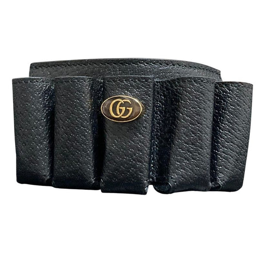 Gucci Leather Bracelet Lipstick Case 615992 Black Ladies Used