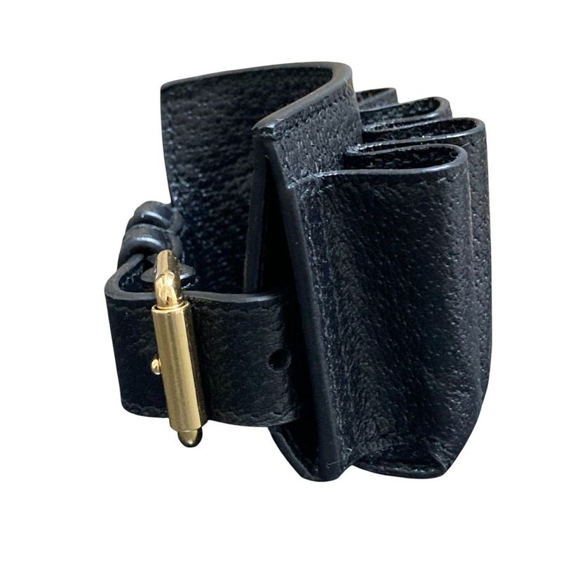 Gucci Leather Bracelet Lipstick Case 615992 Black Ladies Used