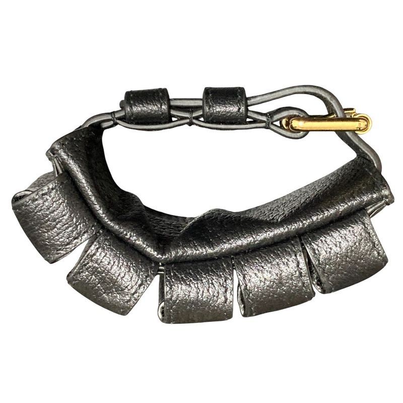 Gucci Leather Bracelet Lipstick Case 615992 Black Ladies Used