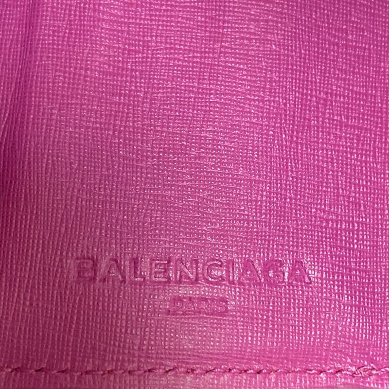 Good Balenciaga Paper Mini Wallet 410133 Pink Purple Ladies Preowned Used