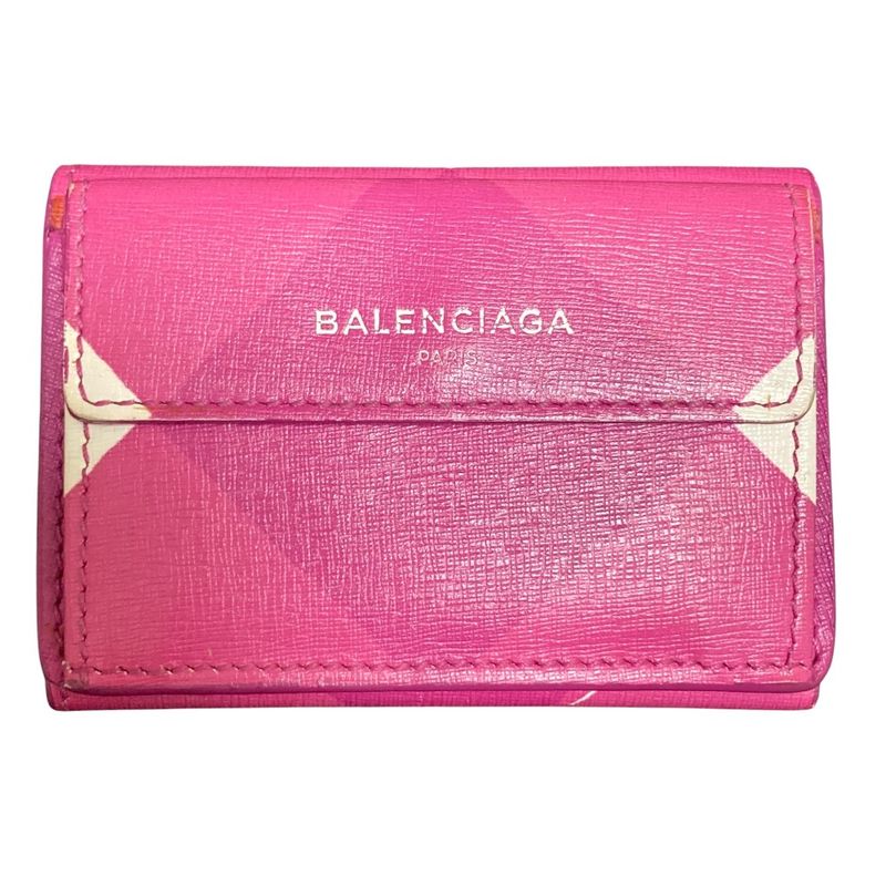 Good Balenciaga Paper Mini Wallet 410133 Pink Purple Ladies Preowned Used