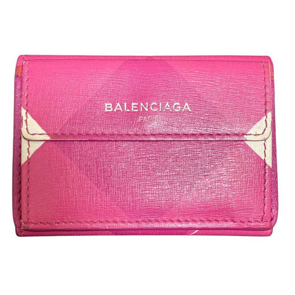 Good Balenciaga Paper Mini Wallet 410133 Pink Purple Ladies Preowned Used