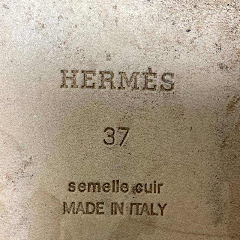 Hermes Oran Flat Sandals Size 37 Approx 23.5cm (9.25in) Yellow Ladies Used