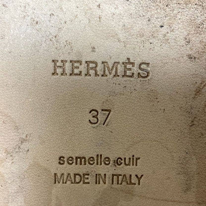 Hermes Oran Flat Sandals Size 37 Approx 23.5cm (9.25in) Yellow Ladies Used