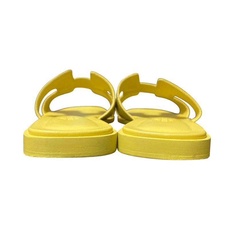 Hermes Oran Flat Sandals Size 37 Approx 23.5cm (9.25in) Yellow Ladies Used