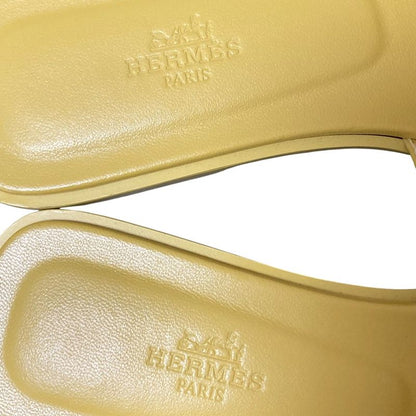 Hermes Oran Flat Sandals Size 37 Approx 23.5cm (9.25in) Yellow Ladies Used