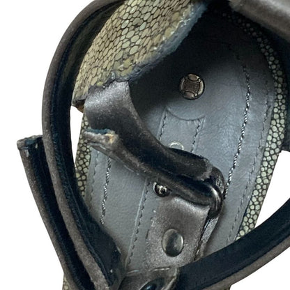 Good Celine Stingray Leather Strap Mules Size 37 Approx 23.5cm (9.25in) Gray