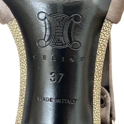 Good Celine Stingray Leather Strap Mules Size 37 Approx 23.5cm (9.25in) Gray