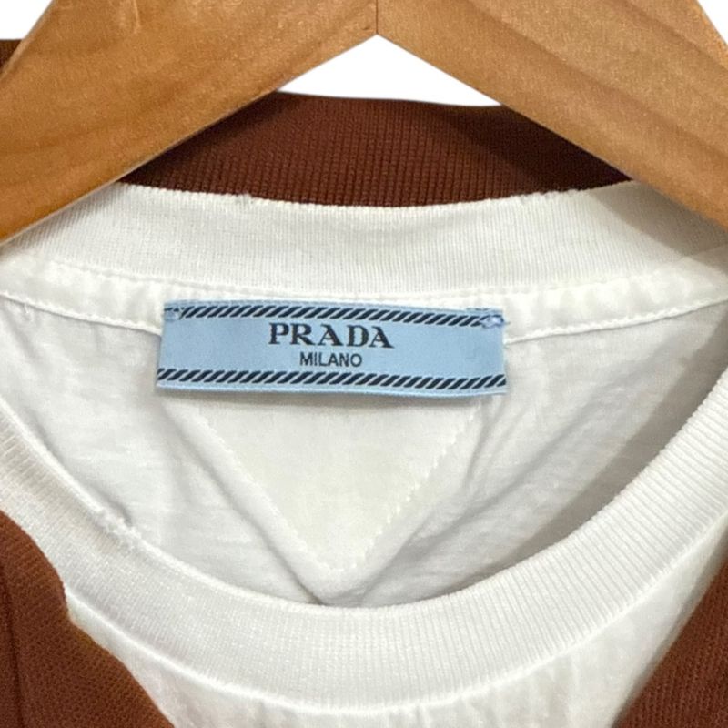 24ss Prada Pique and Jersey Polo Shirt Polo Shirt Size 34 Brown Women Used