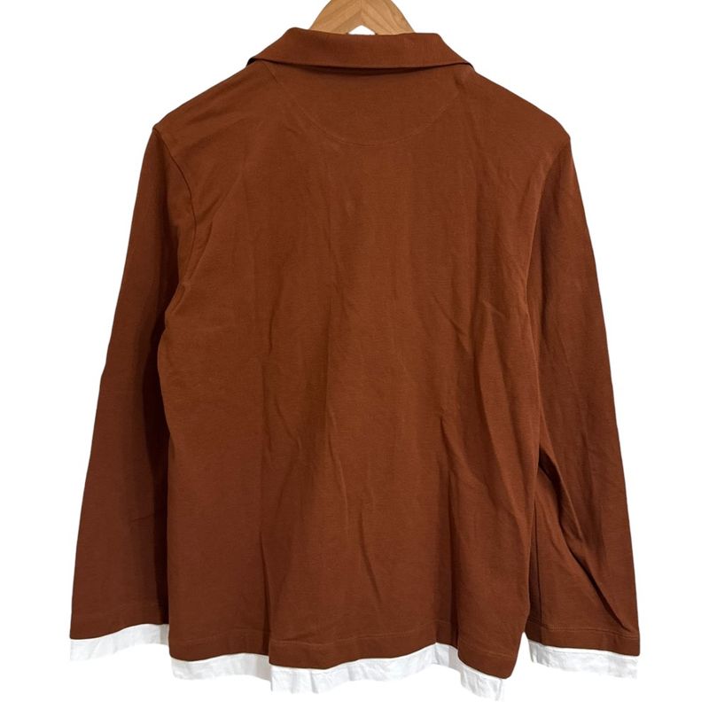 24ss Prada Pique and Jersey Polo Shirt Polo Shirt Size 34 Brown Women Used